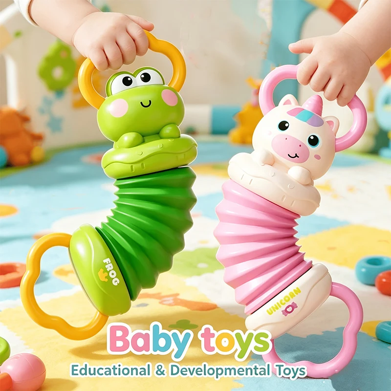 Cartoon Animal Rattle Pull String Musical Toy, Early Cognitive Development & Grasp Training, Ideal Gift for Babies