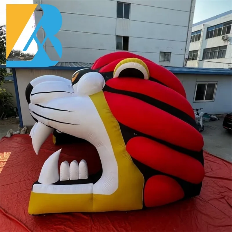 Customized Sports Decorative Large Inflatable Tiger Head Mascot Tunnel for Advertising Toys