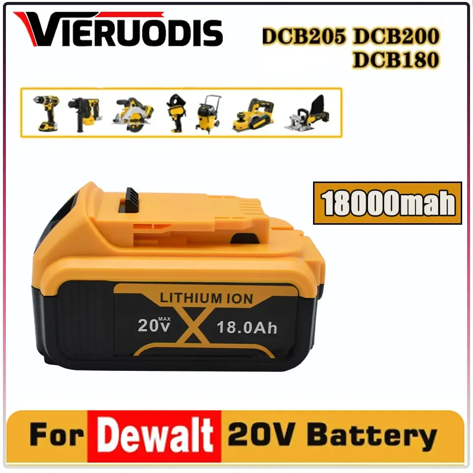 

For DeWalt 20V 18.0Ah Rechargeable Power Tools Battery ，Replacement Li-ion Battery DCB200 DCB205 DCB204-2 DCB206