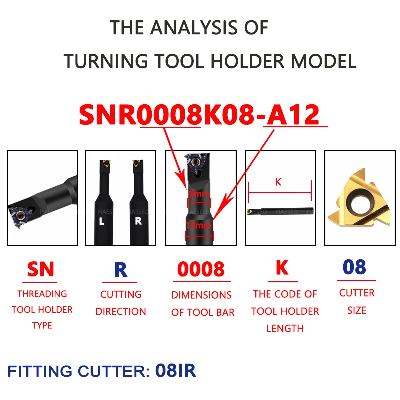 SNR Threading Tools SNR0006 SNR0007 SNR0008 SNR0010 SNR0012 SNR0013 Torno CNC Uchwyt Tokarski Internal Thread Turning Tool Bar