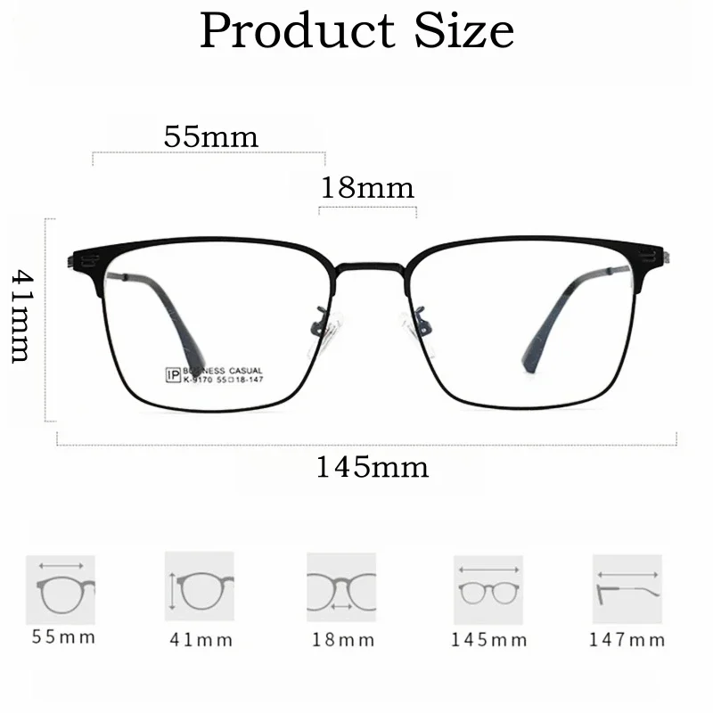 OLLYMURS, montura de gafas para miopía de aleación para hombres y mujeres, gafas graduadas ópticas cuadradas Retro 9170K, moda de negocios de alta calidad