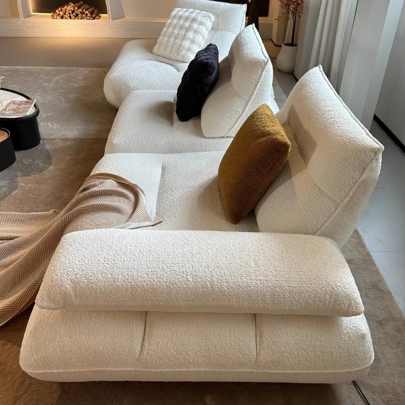 Module combination Electric backer sofa Lamb fleece cloth Living room Home ultra-wide seat deep straight row sofa