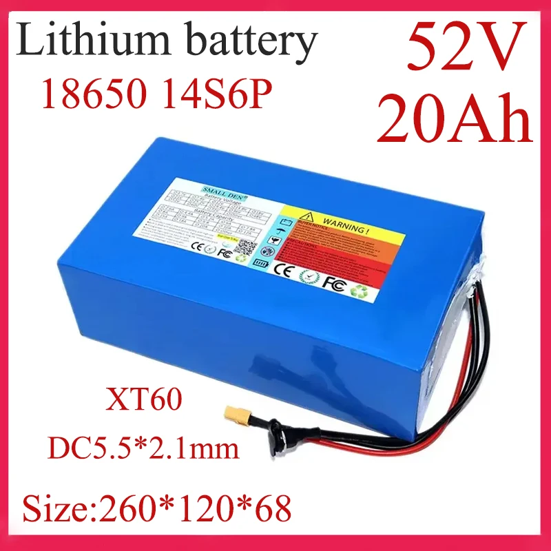 52V 20Ah Li-ion Battery Pack 18650-14S6P Built-in High Power BMS for 48V 0-1200W High -quality spare battery Battery+ charger