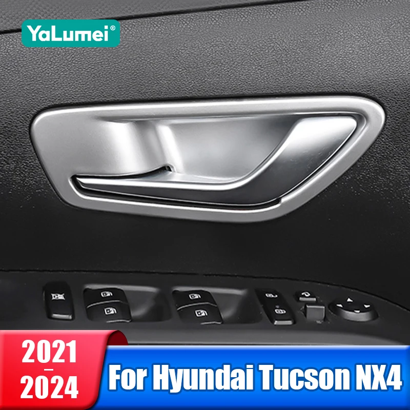 

Car Inner Door Handle Bowl Cover For Hyundai Tucson NX4 2021 2022 2023 2024 Hybrid N Line Decoration Frame Accessories