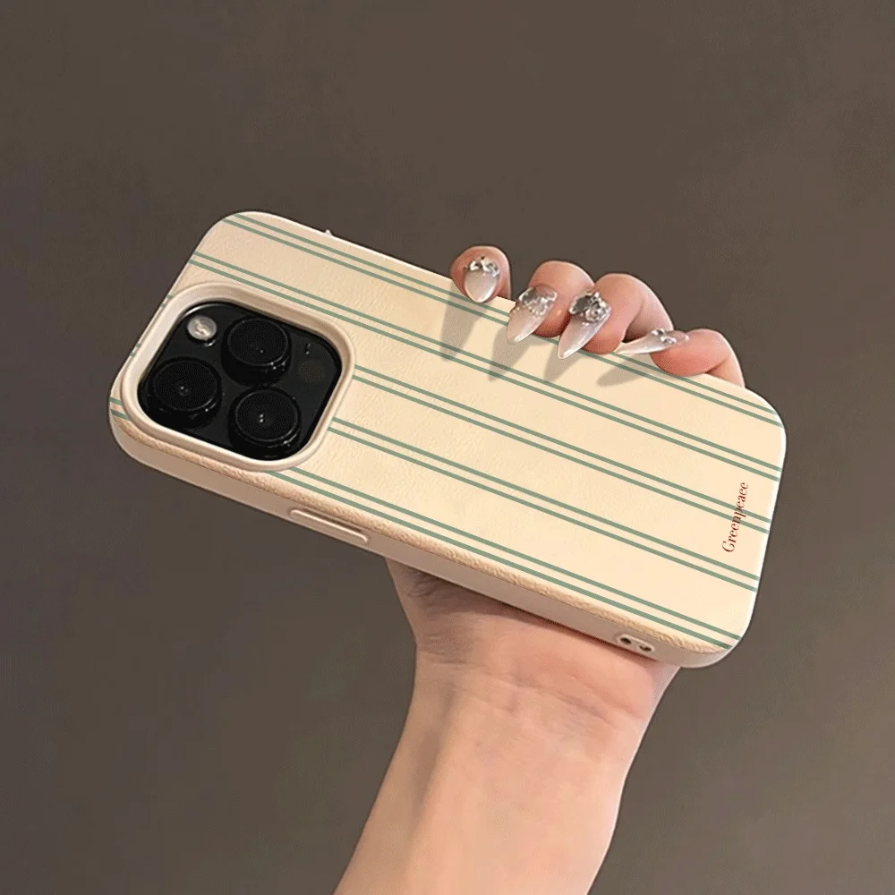 Koreanischer Stil Rosa-Weiß Gestreifter Handyhülle für iPhone 17 16 15 14 13 12 11 Pro Max Plus 17 X XR Silikon Matt Weiche Hülle – Detail 5