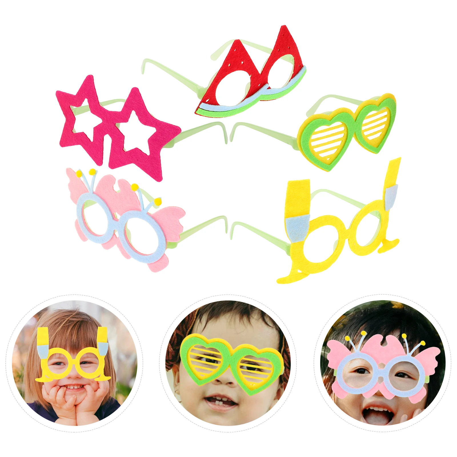 

5 Pcs Fluorescent Glasses Funny Hawaiian Felt Print Party Birthday Happy Decorations Sunglasses Glow The