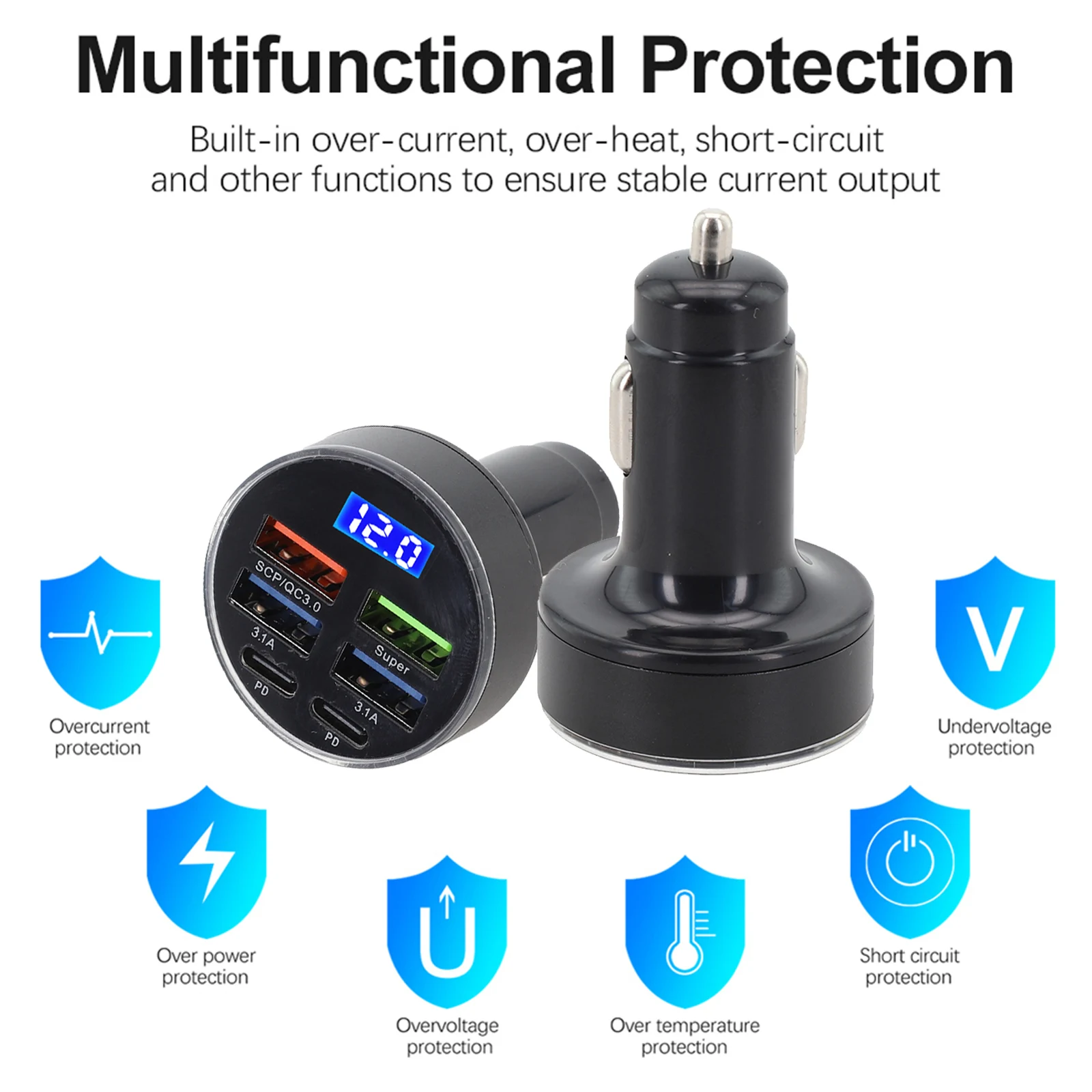 USB Car Charger Quick Charge Super Fast 33W PD QC3.0 Type-C Car Charger  Socket Adapter 6 Charger For-IPhone 14 Pro  For Xiaomi