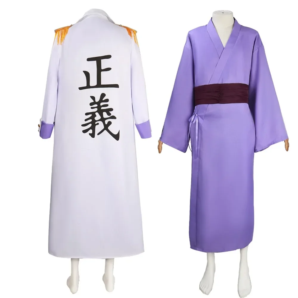 Anime Issho Cosplay Costume New Marine Purple Inner Garment Cloak Bandage Belt Senor Admiral Issho Role Play Uniform Halloween