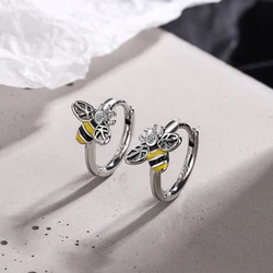 Cute Multicolor Bee Hoop Earrings For Women Epoxy Small Animal Mini Huggies Female Trendy Earring Piercing Accessories Jewelry