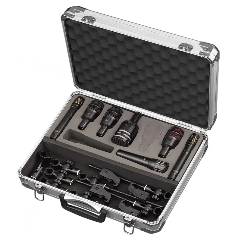 Metal Karaoke Microphone Set 7-piece Portable Durable Drum Microphone Kit