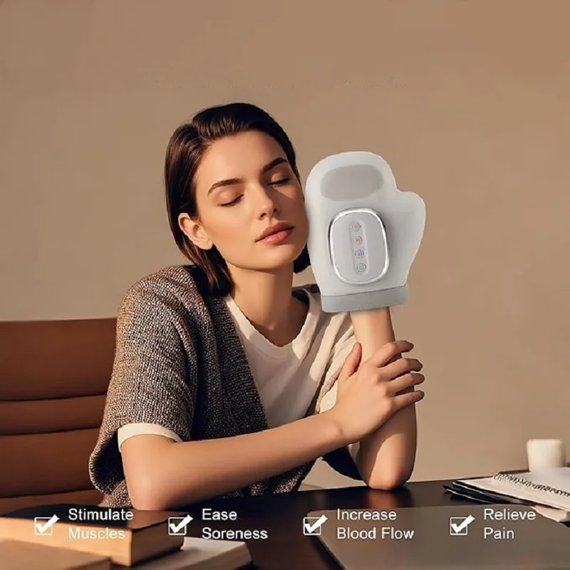 

Cordless Hand Massager with Heat and Air Compression Wrist and Finger Massage Muscle Relaxation Rechargeable Portable Gift