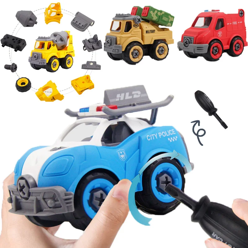 4pcs Engineering Truck Excavator Bulldozer Nut Disassembly Loading Unloading Kids Screw Boys Creative Tool Education Car Model