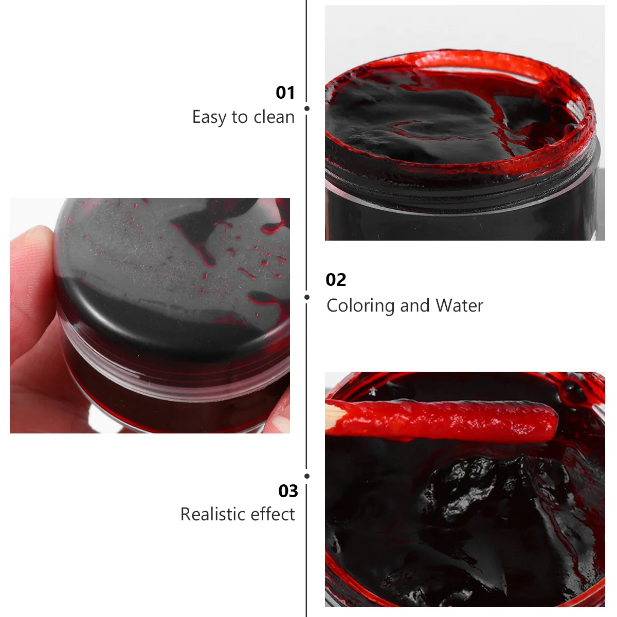 3 قطعة جل الدم البلازما الدم وهمية لجميع القديسين الرعب المؤثرات الخاصة قابل للغسل ماكياج أحمر واقعي الجلد الآمن تأثيري الطرف #3
