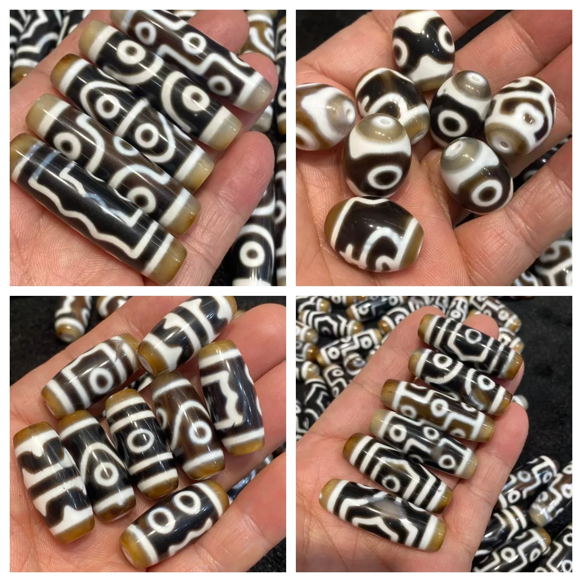 100pcs/lot Taiwanese Craft Coffee Agate Dzi Bead Daluo Bead Weathered Patina Tibetan Loose Beads for Bracelets Necklace