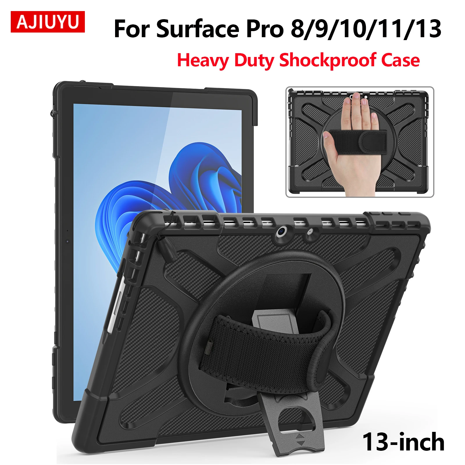 360 °   Drehbare, Stoßfeste Schutzhülle für Microsoft Surface Pro 9/10/11/13 Hülle für Surface Pro 8 13 Zoll Tablet-Ständer Cover
