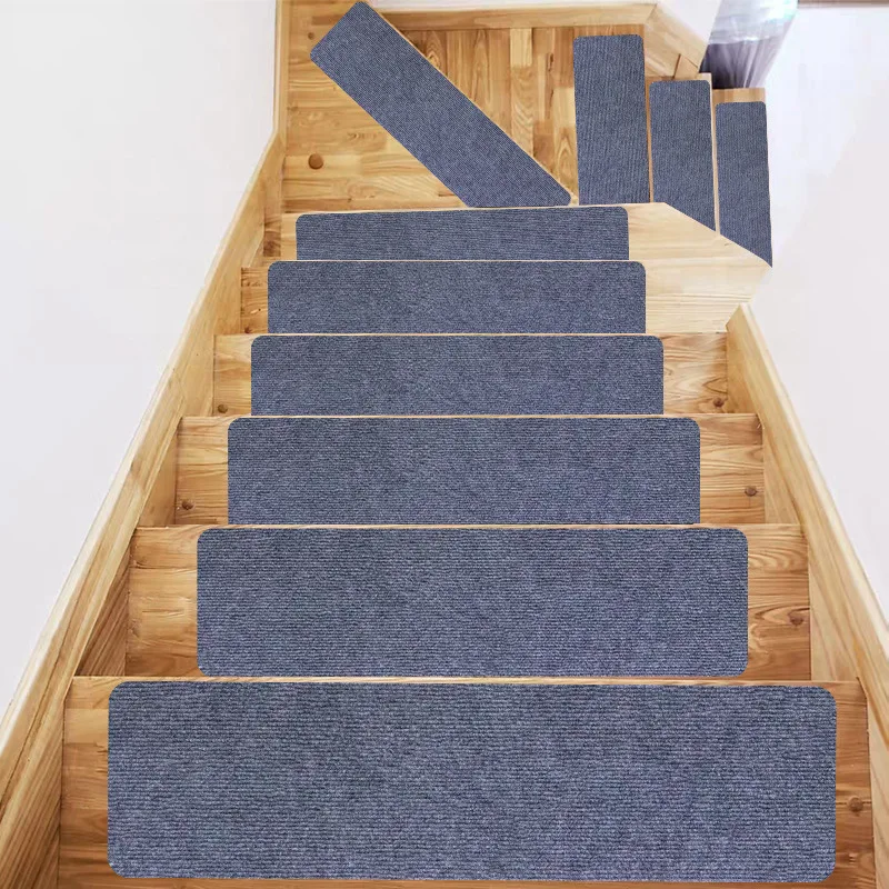 Soft Stair Stepping Mat Self-Adhesive Non-Slip Solid Wood Stair Rug for Home Safety Absorption Stair Protector Carpet Decoration