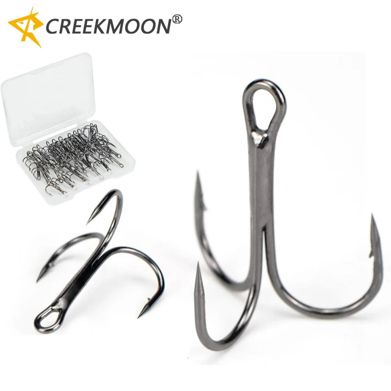 100/50pcs/Box Super High Carbon Steel Treble Fishing Hooks Sea Fishing Triple Barbed Sharp Hook for Jig Carp Fishing Lure Tackle