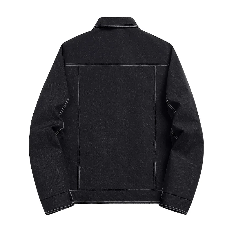 جديد 2025 سترة رجالية مبطنة بالقطن سميكة عصرية طية صدر السترة من قماش الدنيم في منتصف العمر والشباب لملابس غير رسمية #4