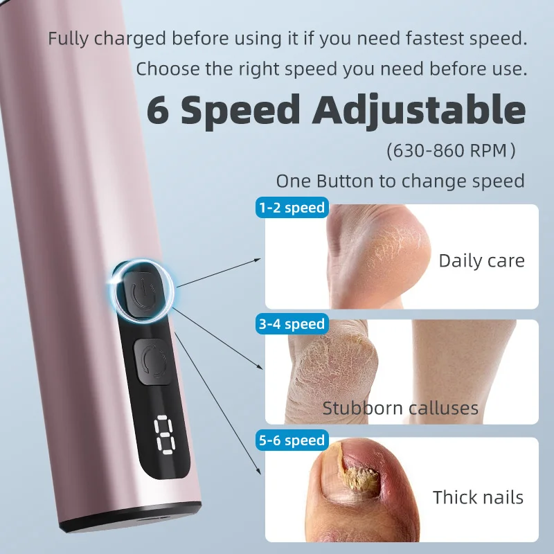 

9-Speed Electric Foot File: A Must-Have Tool for Removing Dead Skin and Calluses with Forward and Reverse Rotation