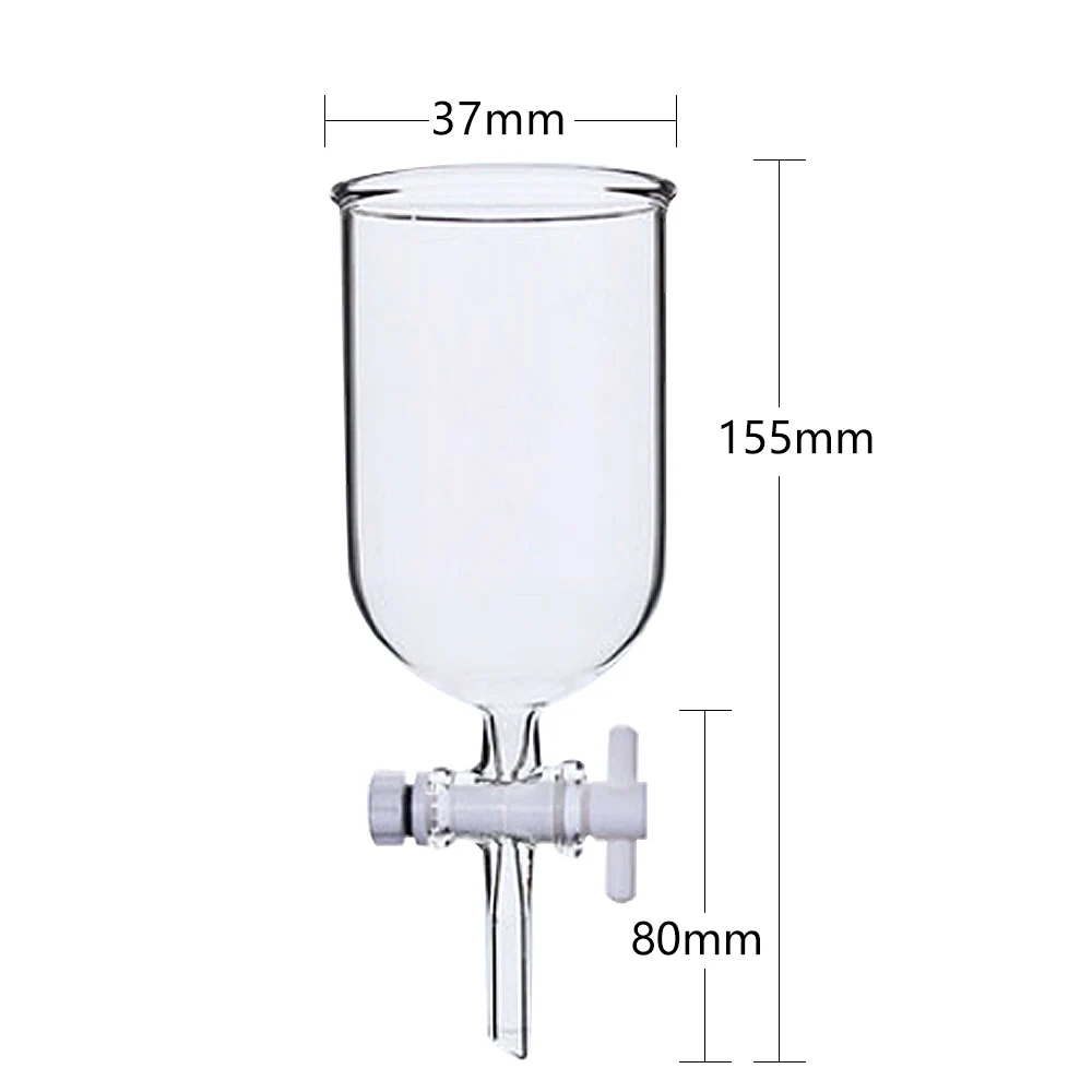 Resistência de alta temperatura química do instrumento de vidro do experimento 100-1000ml funil de vidro do tambor (com pistão do tetrafluoro)