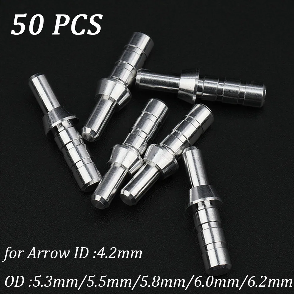 50pcs Archery Pin Nocks Adapter Bushing for ID 4.2mm Arrow Shafts DIY Professional Pin Bushings for Target Hunting Shooting