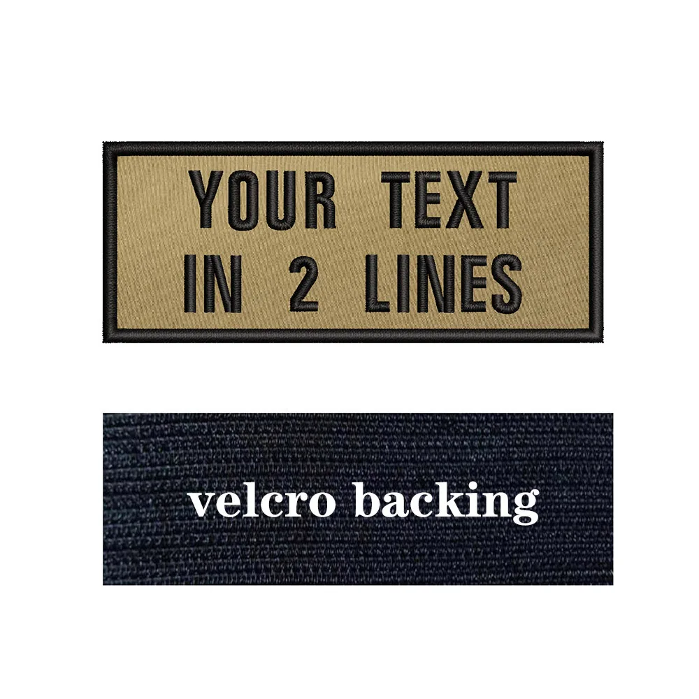 10X4cm Khaki Background Embroidery Custom Name Text Patch Stripes Badge Iron On Or Sew On Or s Patches
