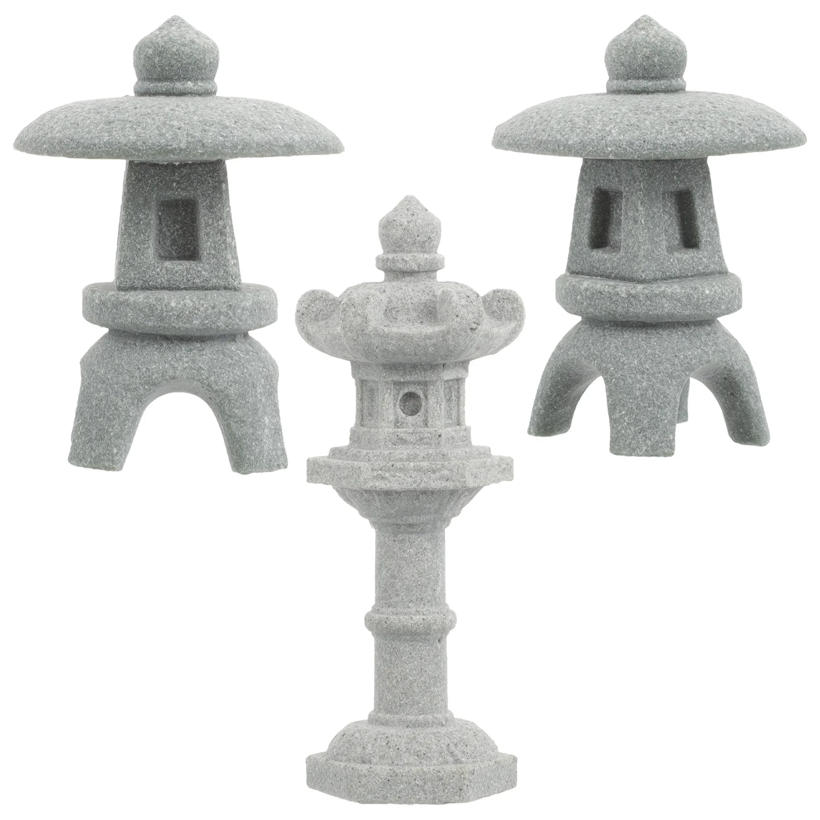 

3pcs Resin Mini Pagoda Statue Simulation Japanese Style Landscape Ornaments Bonsai Adorn Micro Landscape Decoration Garden Decor