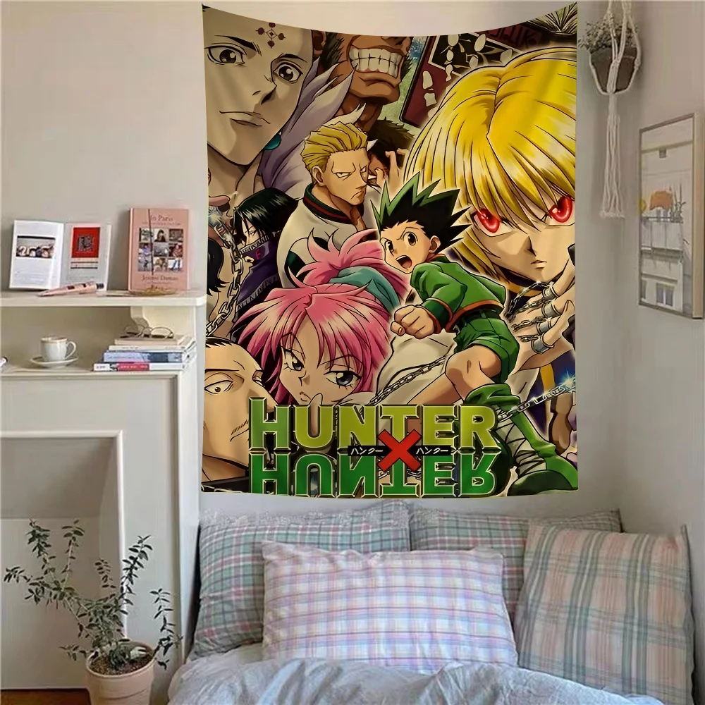 Hunter X Hunte 애니메이션 프린트 대형 벽 태피스트리, 저렴한 히피 벽걸이, 보헤미안 만다라, INS 홈 데코 