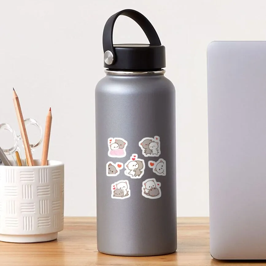 Mochi Peach Cat Sticker Pack 10PCS Stickers for Water Bottles Home Funny Art Bumper Window Luggage Car Kid Living Room Laptop
