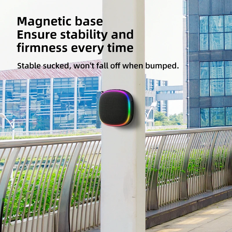 Rockmia EBS-309 Mini Portable Bluetooth 5.3 Speaker With RGB Light  Outdoor Waterproof Music Box Magnetic to Steel