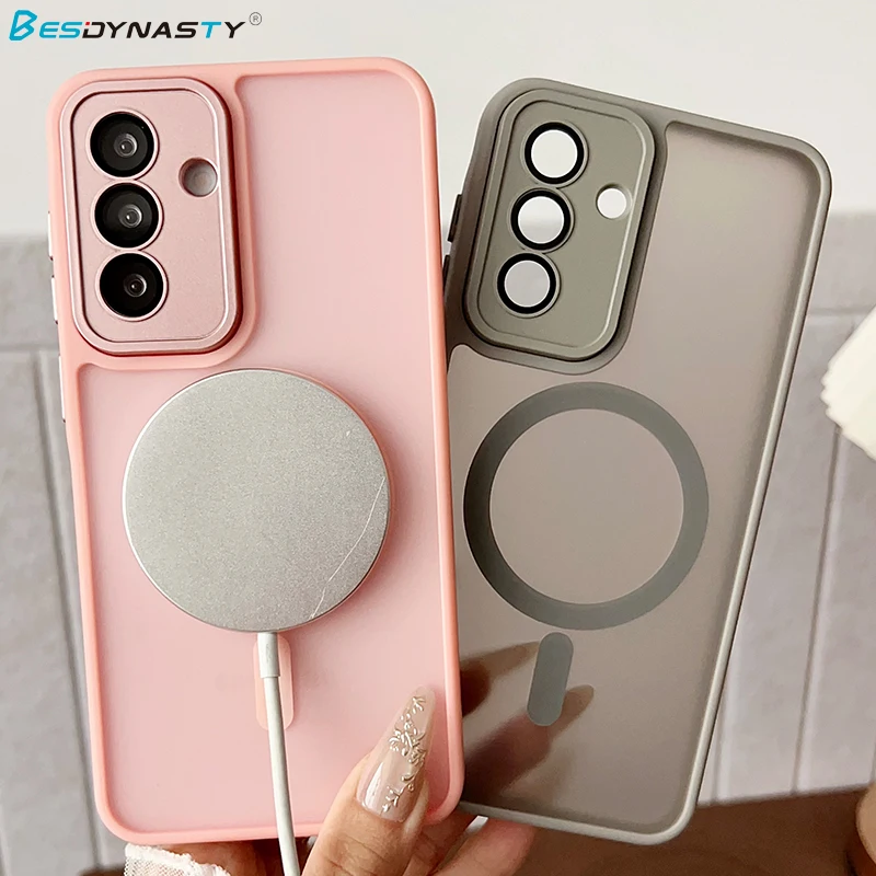 Custodia di ricarica wireless magnetica Magsafe per Samsung Galaxy S25 Ultra S24 FE S23 S22 Plus A56 A36 A26 A55 Cover rigida opaca per armatura