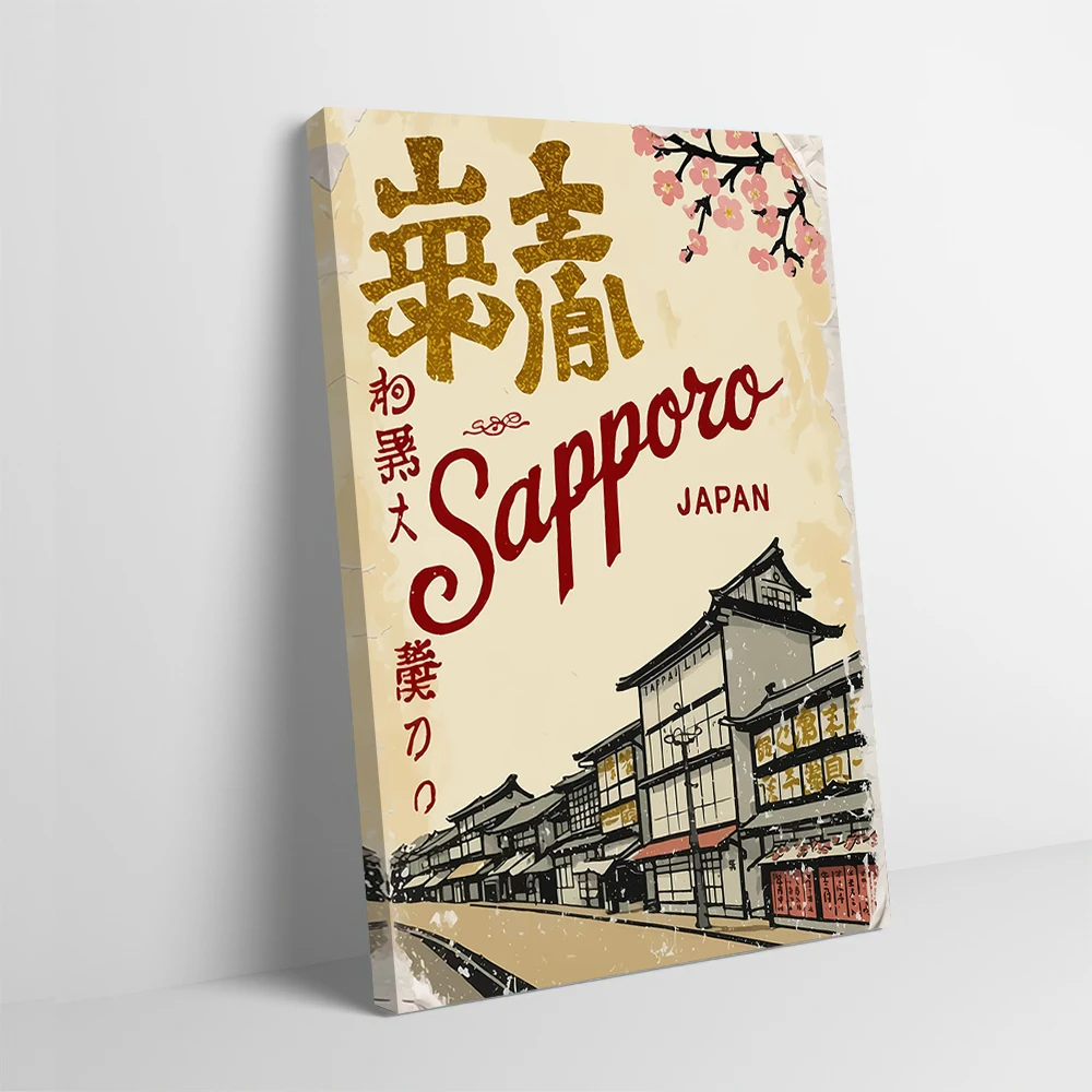 Travel to Sapporo Japan Poster Customizable Printed Canvas Painting for Pictures Wall Art Bathroom Decor Room Home Decorations