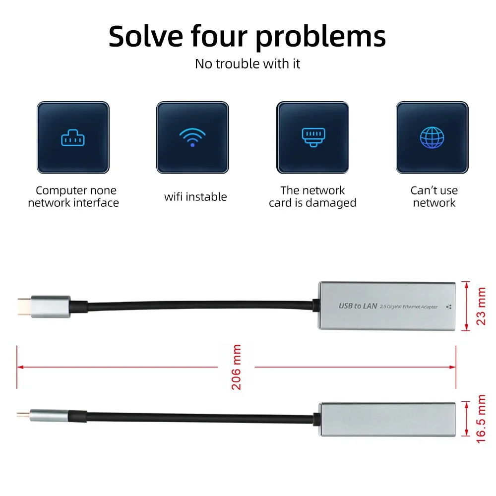 Сетевая карта 2500 Мбит/с USB 3.0 Проводной Ethernet-адаптер USB-типа к RJ45 Ethernet Lan-адаптеру Гигабитная сетевая карта для ноутбука ПК