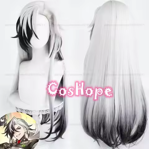 HSR Boothill Cosplay Wig 80cm Long Straight Silver White Black Mixed Wig Cosplay Anime Cosplay Wigs Heat Resistant Synthetic Wig