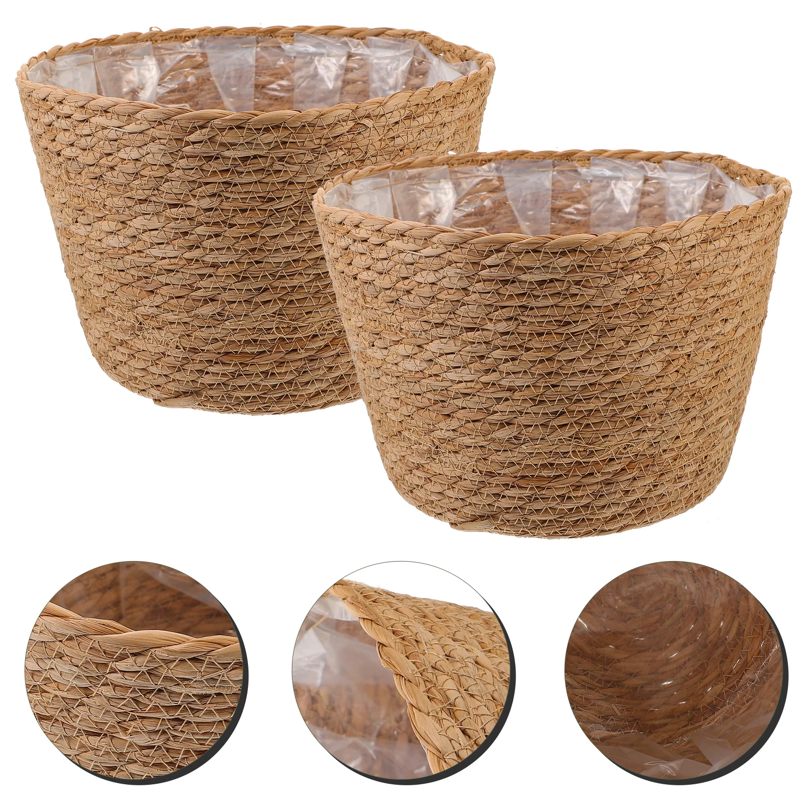 

2Pcs Handwoven Straw Basket Multi-Purpose Flower Basket Plant Pot Cover for Indoor Plant Storage Woven Baskets