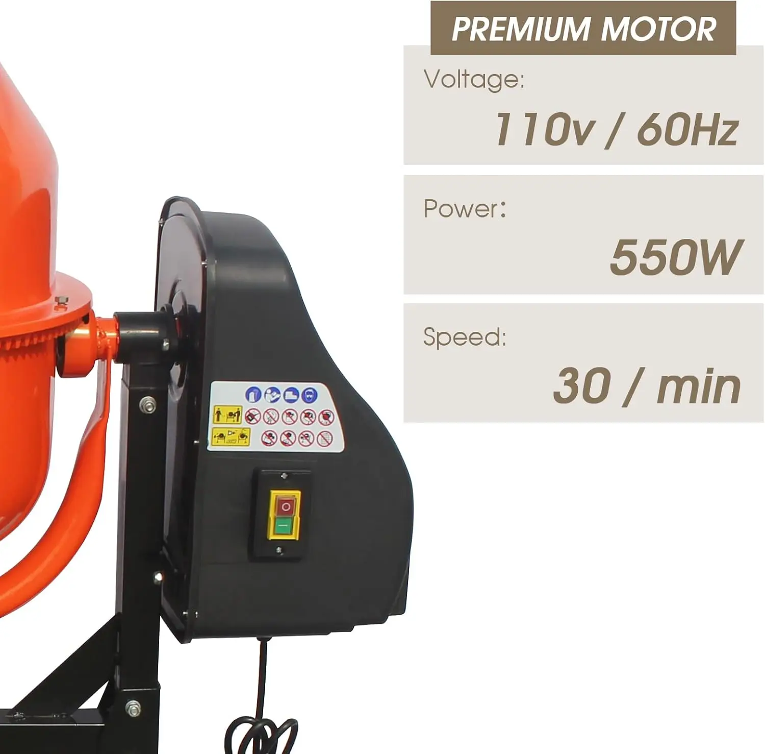 Concrete Mixer, Electric Cement Mixer Machine for Stucco with Wheel and Stand