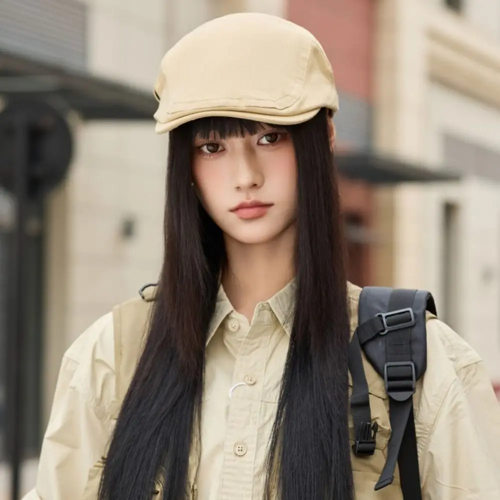 تنفس بلون الرجال قبعة بيريه قابل للتعديل الكورية نمط شبكة قبعة مسطحة عادية واقية من الشمس إلى الأمام بلغت ذروتها قبعة الرجال #3