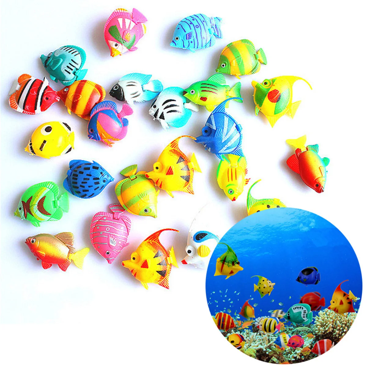 8pcs Fish Aquarium Simulation Fake Fish Plastic Fish Aquarium Ornamental Fish Tropical Fish Desktop Fish Swimming Pool Toys