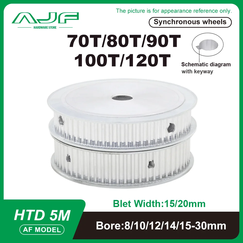 HTD 5M 70T/80T/90T/100T/120Zęby Koło pasowe rozrządu Otwór 10-30mm Koło pasowe Szerokość paska 15/20mm 5M Koło synchronizacyjne Koło napędowe