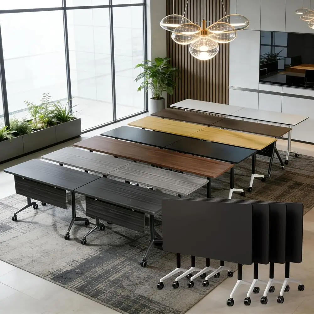 

2-Pack Mobile Conference Tables with Wheels, Ideal for Meetings, Training, and Office Spaces, 47.2in Black