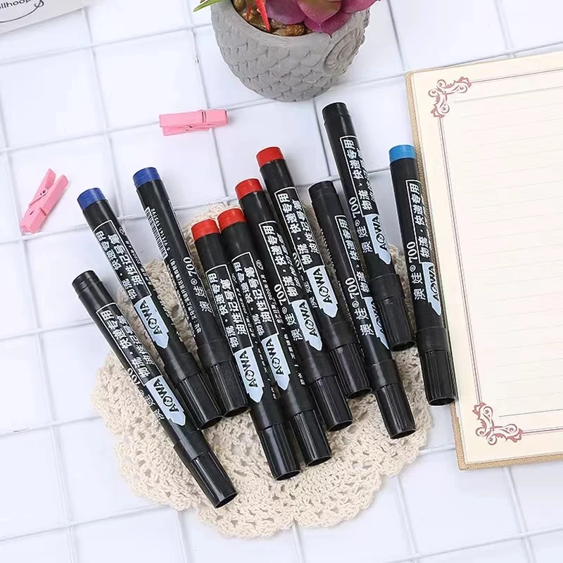 100pcs Permanent Marker Pen Waterproof Ink Fine Point Black Blue Red Oil Ink 1.5mm Round Toe Fine Color Marker Pens