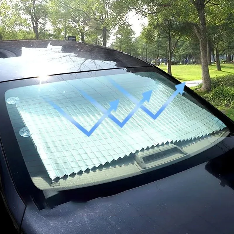 Car Windshield Sunshade Curtain Retractable Car Front Rear Back Window Sun Shade Curtain UV Protector Film Auto Sun Visor Covers