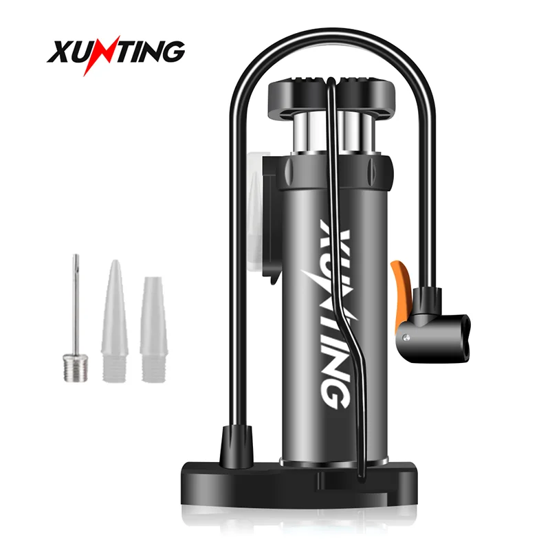 Xunting Bike Pump Mini Portable Bicycle Foot Pump with Pressure Gauge Accessories Fits Presta & Schrader Valve Bicycle Air Pump