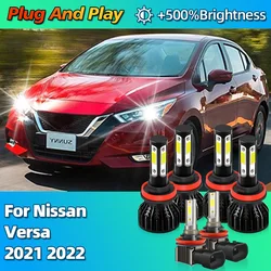 2/6Pcs Car Headlight LED Bulbs Turbo 30000Lm CANBUS Lights H11 H8 6000K Fog Lamp For Nissan Versa 2021 2022 Plug and Play