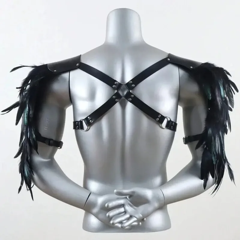 1PCS Gothic Stil Feder Cape Für Männer Schulter Rüstung-Förmigen Party Leistung Zubehör