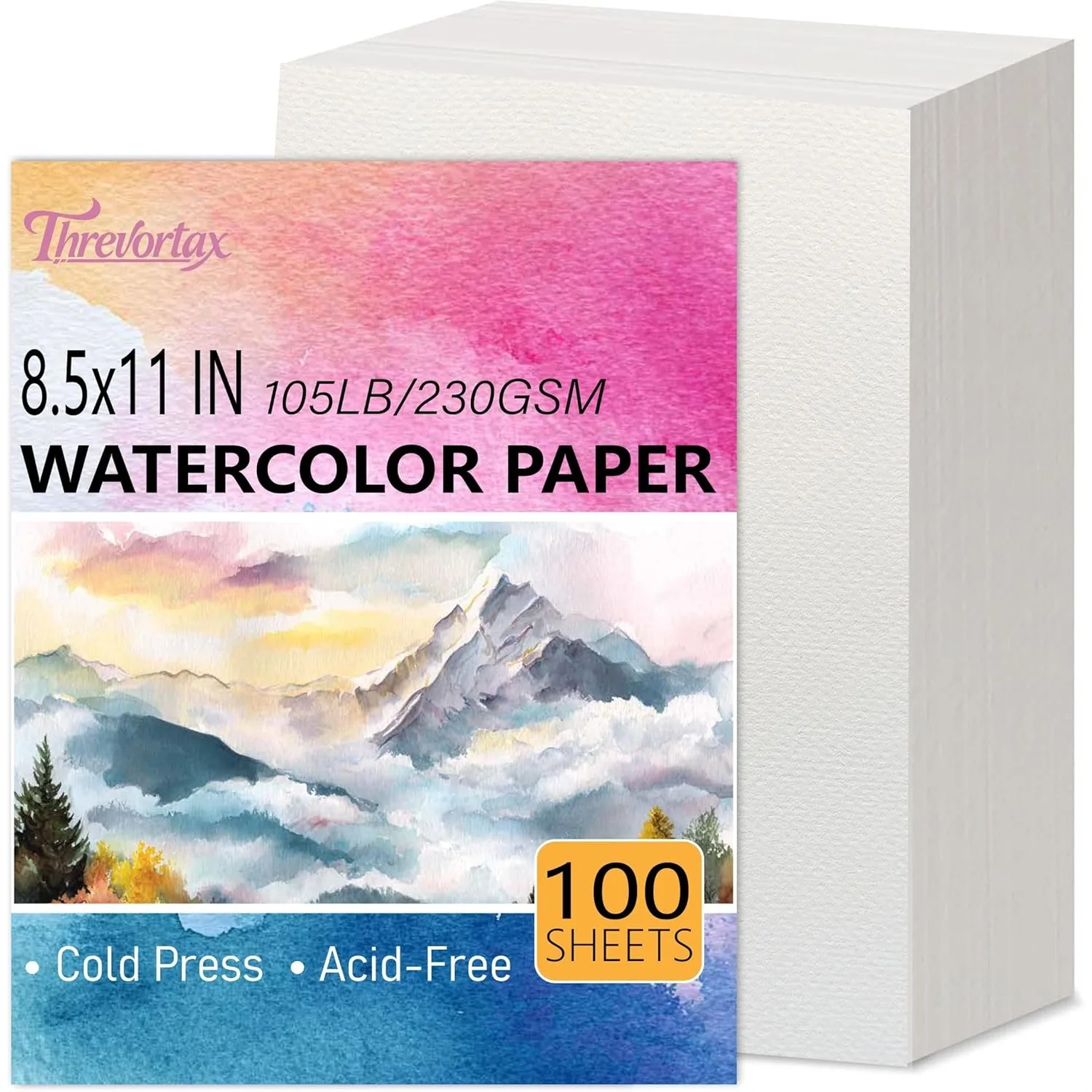 

Watercolor Paper 8.5x11 Inch 105LB/230GSM Cold Press 100 Sheets for Painting, Printing & Crafting