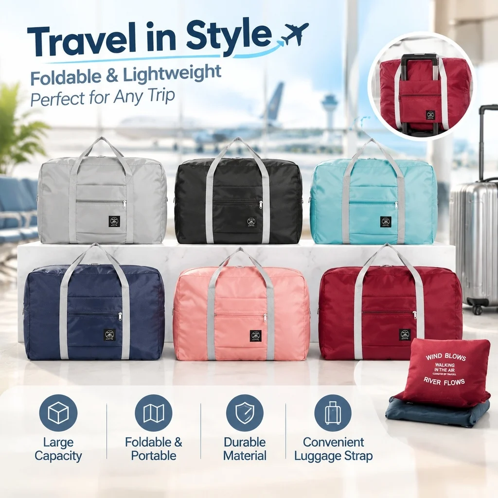 1/2Pack Foldable Travel Duffel Bag for Airlines Carry on Bag Weekender Overnight Hospital Tote Bag Gym Duffel Bag Women Men