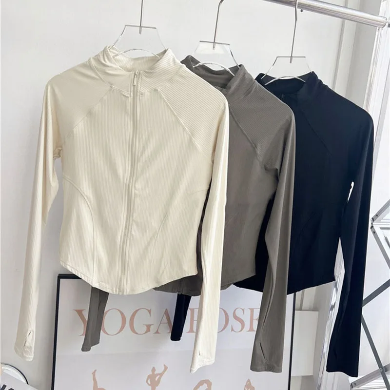 New Running Outdoor Sports Long Sleeve Yoga Tops Women Gym  Hooded Zipper Cardigan Jacket Top Shirts Quick Dry