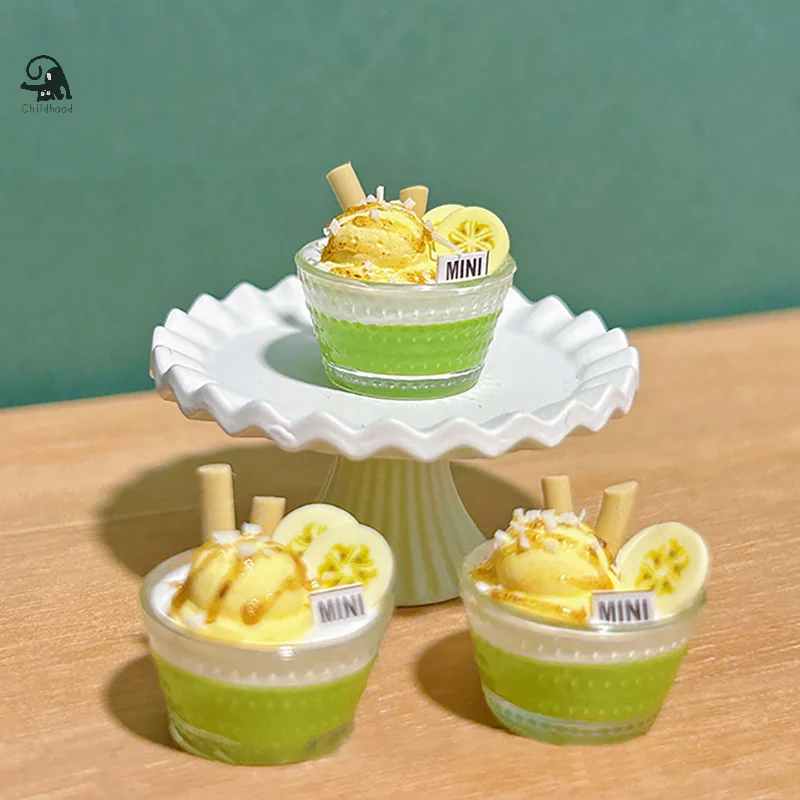 1Pc Dollhouse Simulation IceCream Dessert Cup Toy Model Dollhouse Miniature Kitchen Food Accessories Dolls House Decoration Toy