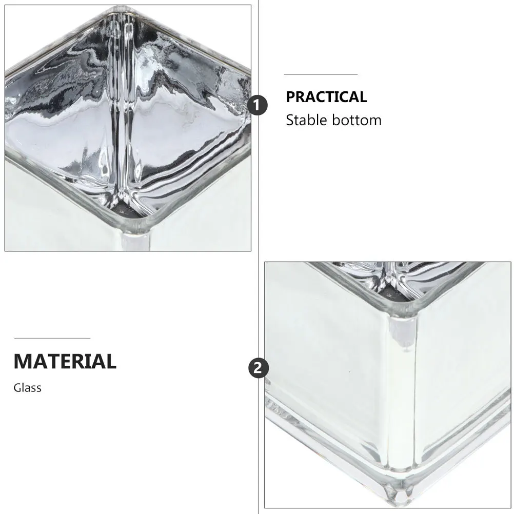 

1Pcs Square Electroplated Glass Candlestick Mirror Surface Decorative Holder Party Home Succulent Planter